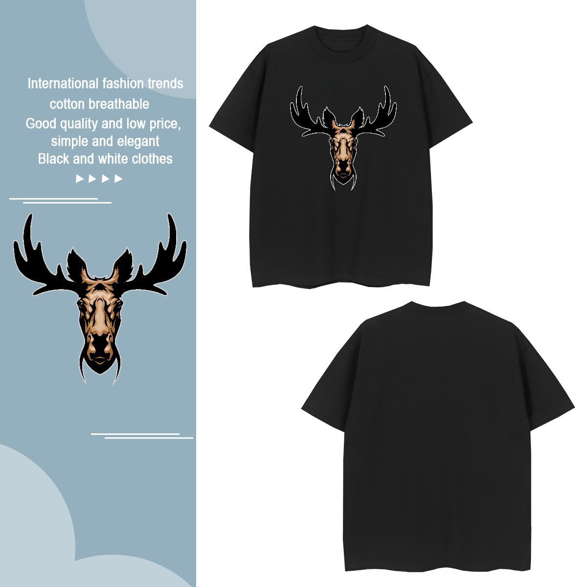 High Quality T-Shirts for Men deer Short Sleeve Soft Daily Wear DIY Printed 100% Cotton 230g Men Tops Tees Designer Top Tees