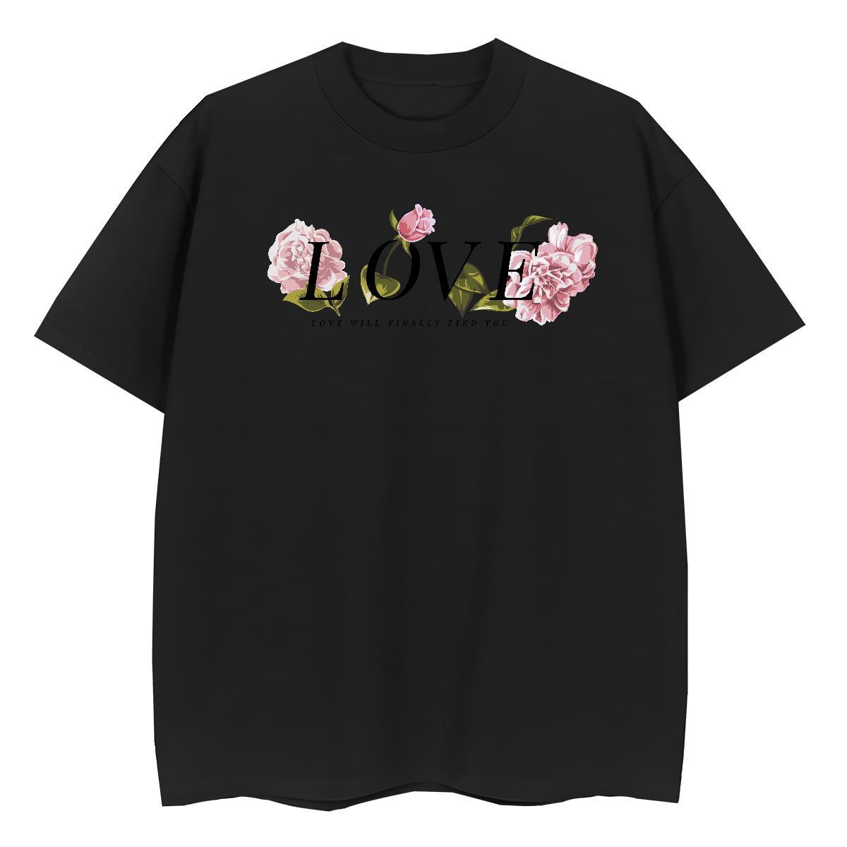 Fashion Casual Couples T Shirts flower Casual Beach 230g 100% Cotton Polos Breathable TOP Quality Mens T Shirts Anime Print