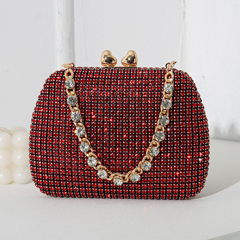2024 new diamond studded fashionable and elegant banquet dress handmade rhinestone bag, shiny hand-held bag