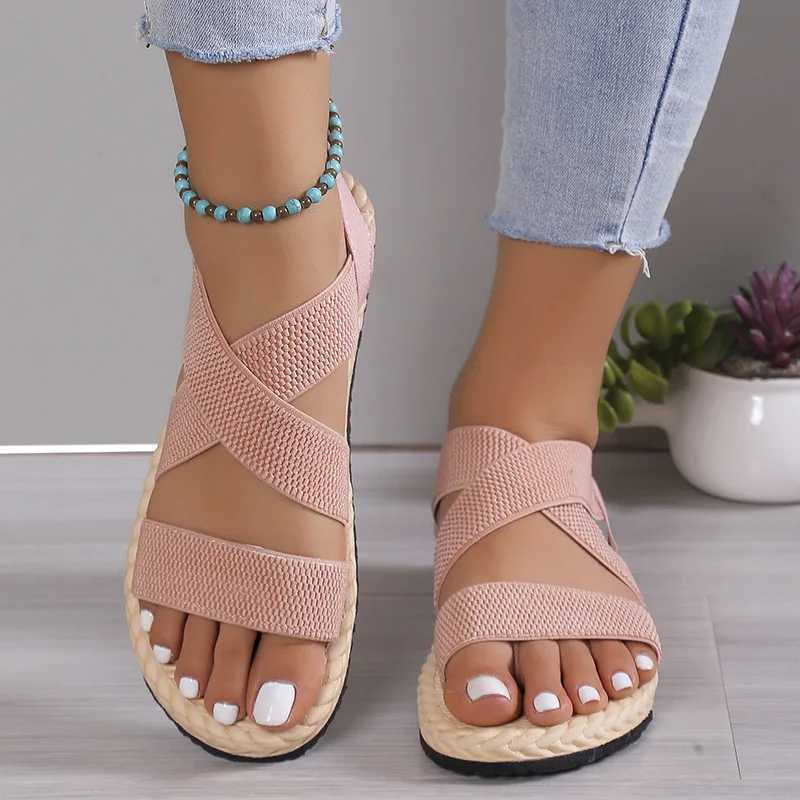 2024 women new sponge platform mid-heel round toe flip flops female large size beach slippers outdoor all-match casual slippers CL240806