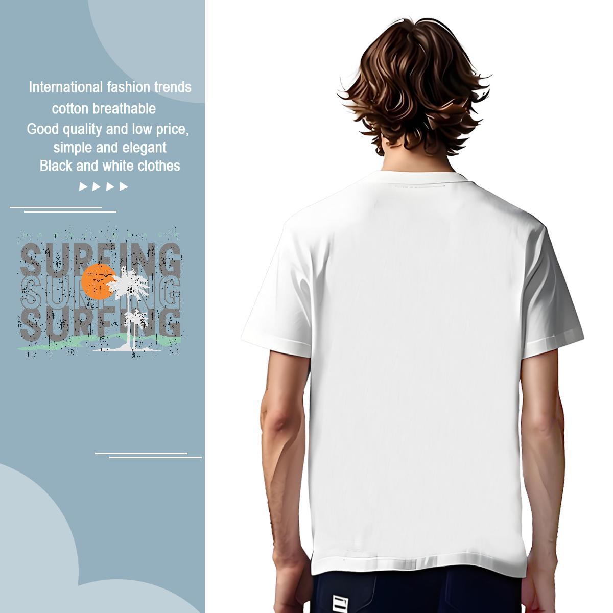 Brand beach 100% Cotton 230g Tshirts Summer Casual Breathable Mens T Shirts Classic Custom Printing Tee Shirt