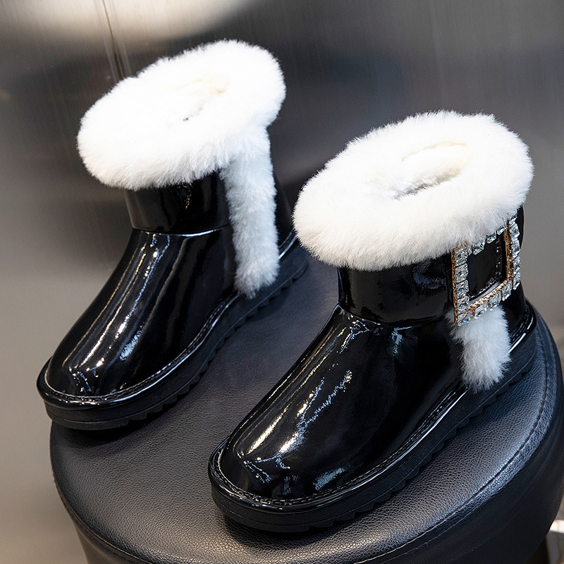 Ddmysports True Wool Women In Autumn And Winter New Mid Length Waterproof Cotton Boots For Warmth Plush Snow S Trend OUTDOOR