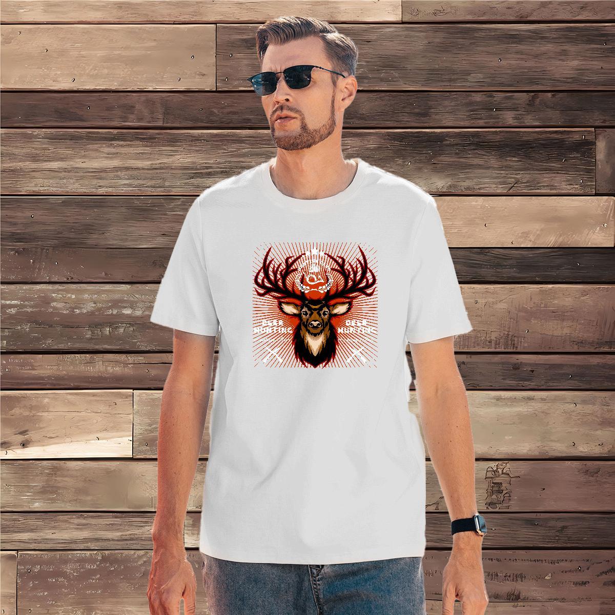 Brand T Shirt For Man deer O Neck Short Sleeves Street Casual DIY Anime 100% Cotton 230g Men Tees Fashion Casual Tee Shirt