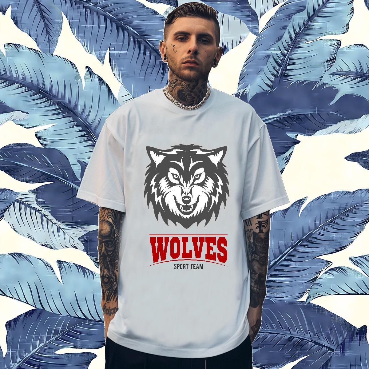 Cool Mens T Shirts wolf Crew Neck Spring Summer Custom Printing 100% Cotton 230g Men Tshirts Designer Polos
