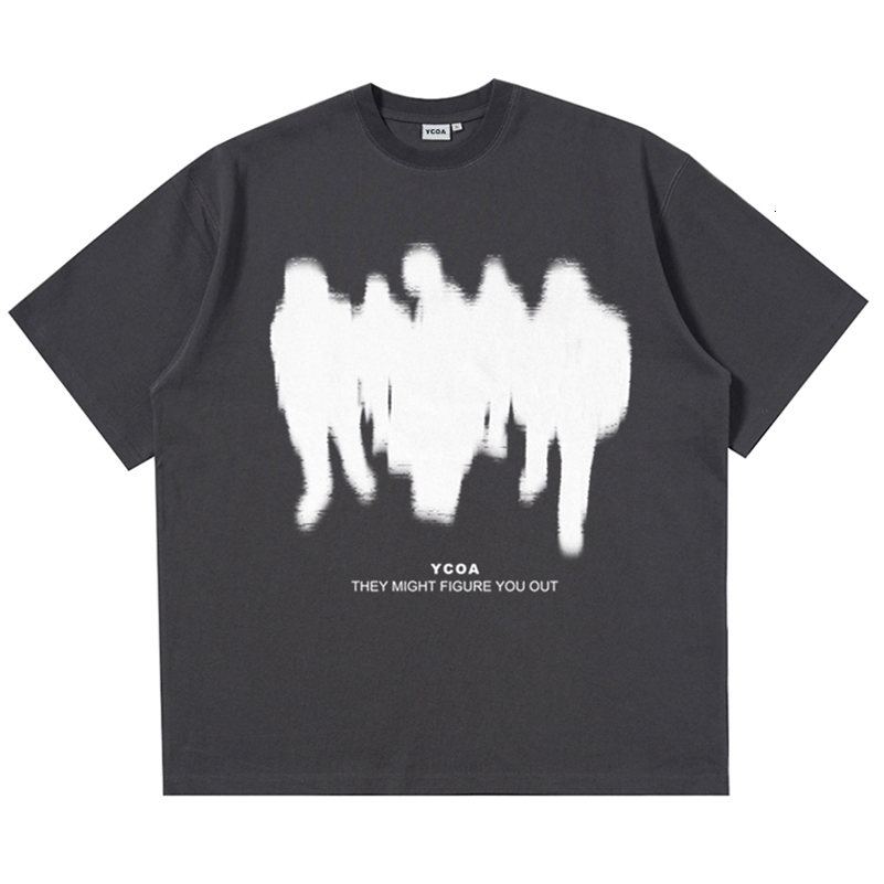 Mens T-Shirts Oversized Shadow Cotton Harajuku Goth Y2k Streetwear Tops Short Sleeve Korean Fashion Hip Hop Aesthetic Clothing 240819