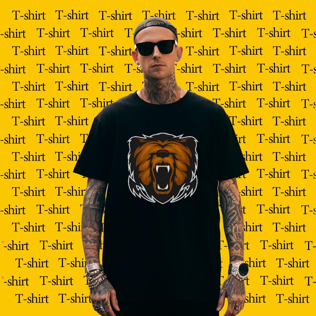 Designer T shirt lion Breathable Short Sleeve Sports Casual DIY 230g Pure Cotton Men Tops Tees Customized Tees Shirts