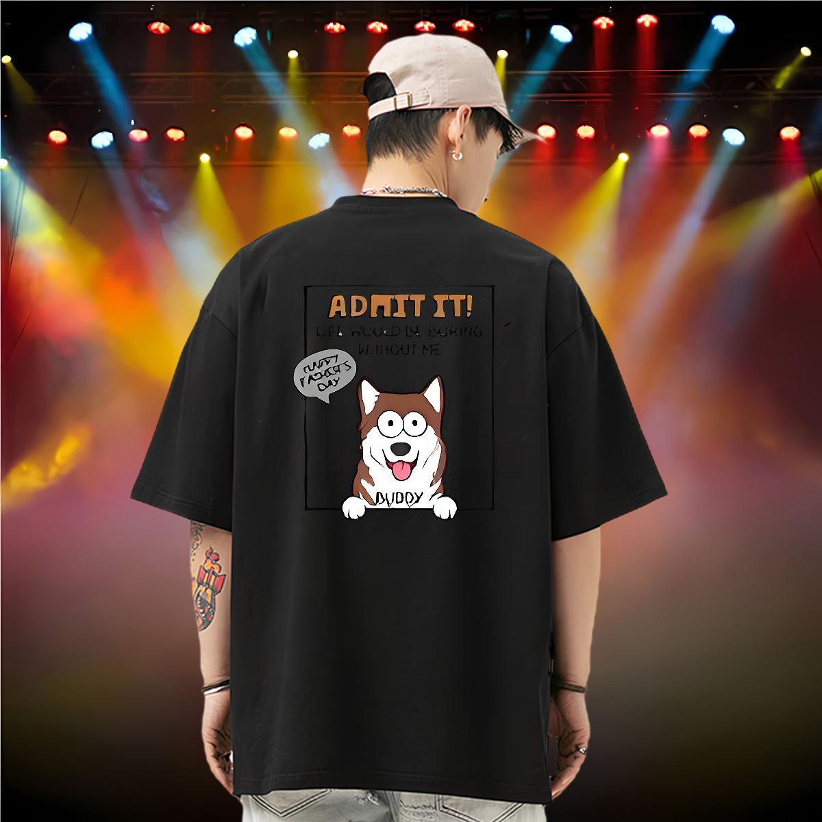 Custom Men Tops Tees dog High Street Hip Hop 230g 100% Cotton Clothings Round Neck Short Sleeve Comfortable T shirt Anime Print