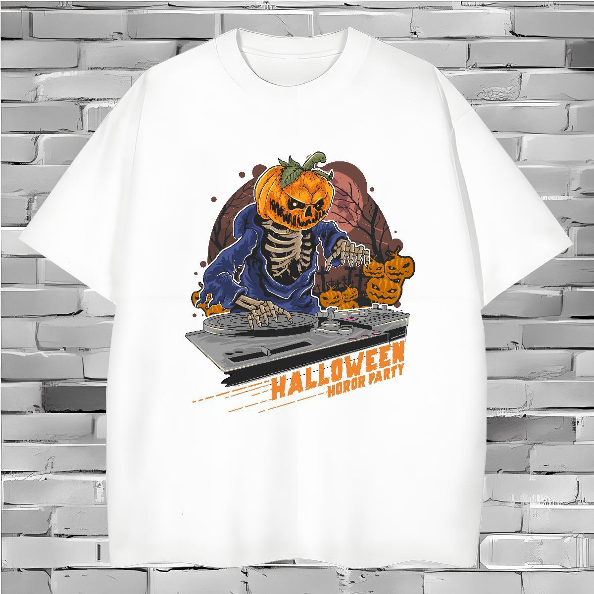 Wholesale Mens T Shirts halloween Crew Neck Sport Skull 230g Cotton Mens Tshirts 2024 Tees