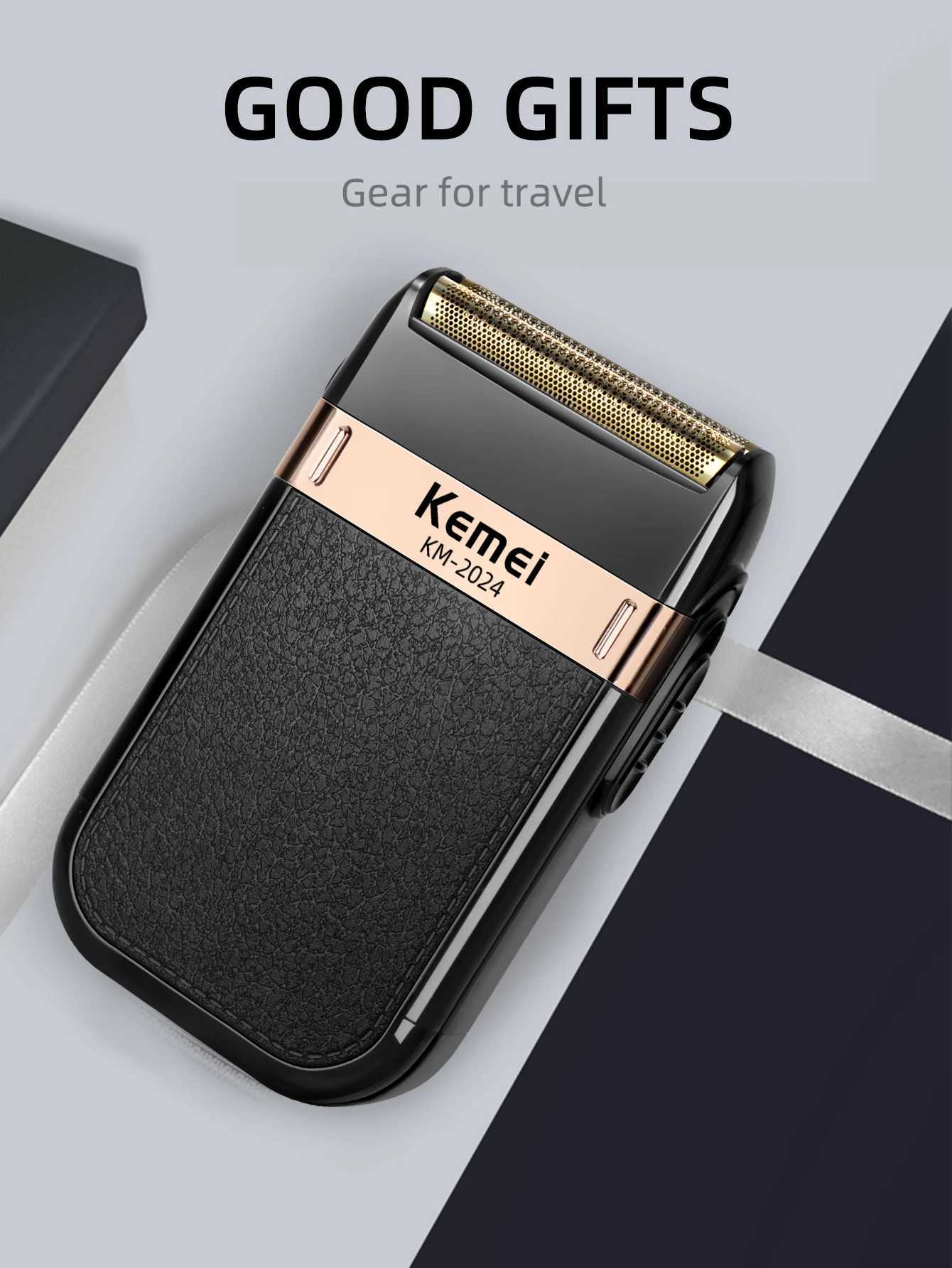 Kemei Mens Electric Shaver Waterproof Double Blade Reciprocating Cordless Shaver USB Charging Shaver W240819