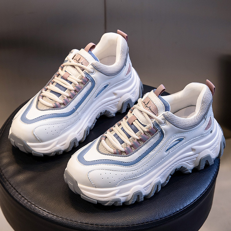Ddmysports Absorbing Film Sole Genuine Leather Dad New Autumn Running And Sports Shoes For Women Casual Versatile S Shoe Trend OUTDOOR