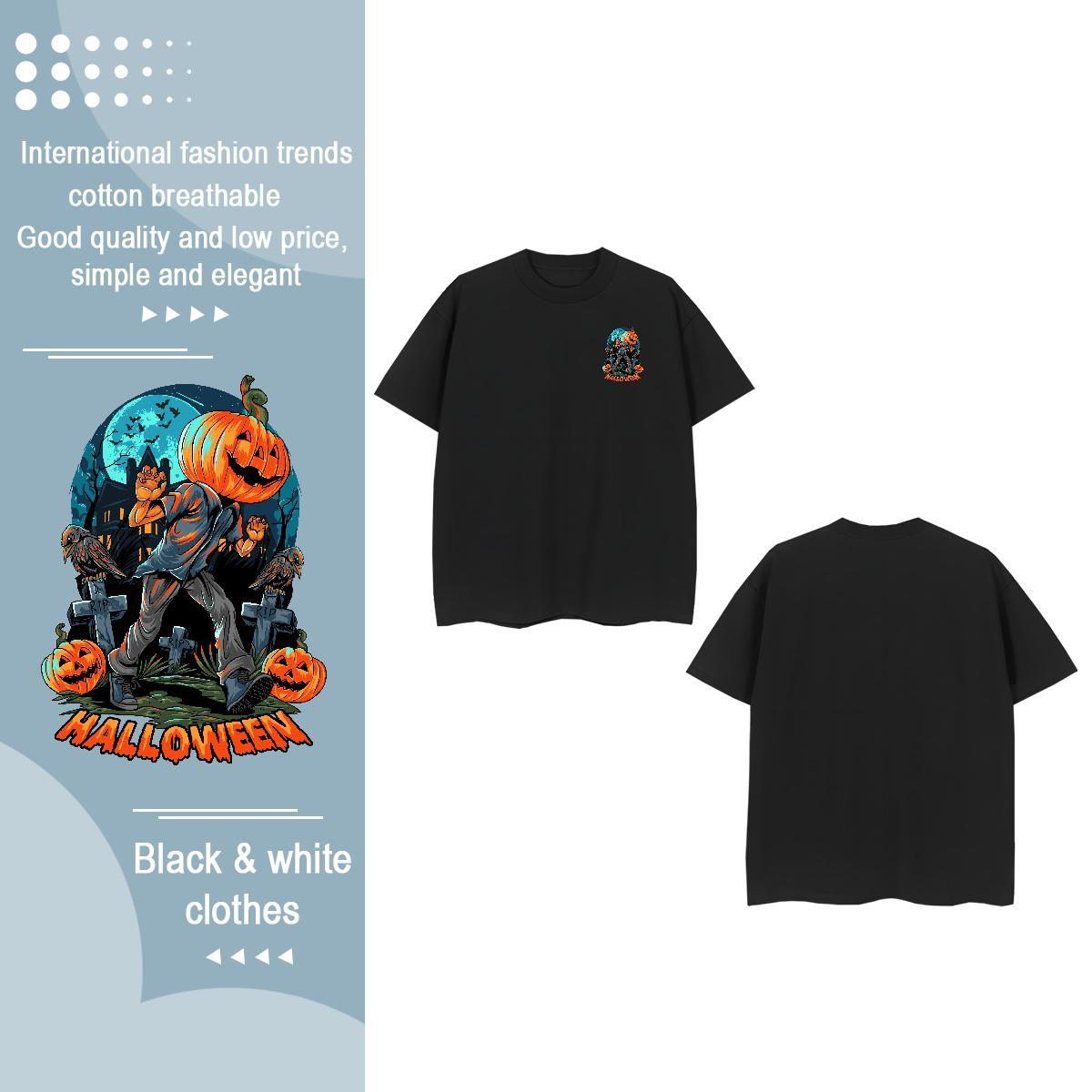 2024 Men Tops Tees pumpkin Street wear Hip Hop 230g Cotton Clothes Breathable Crew Neck Designer T Shirts Men Floral Print