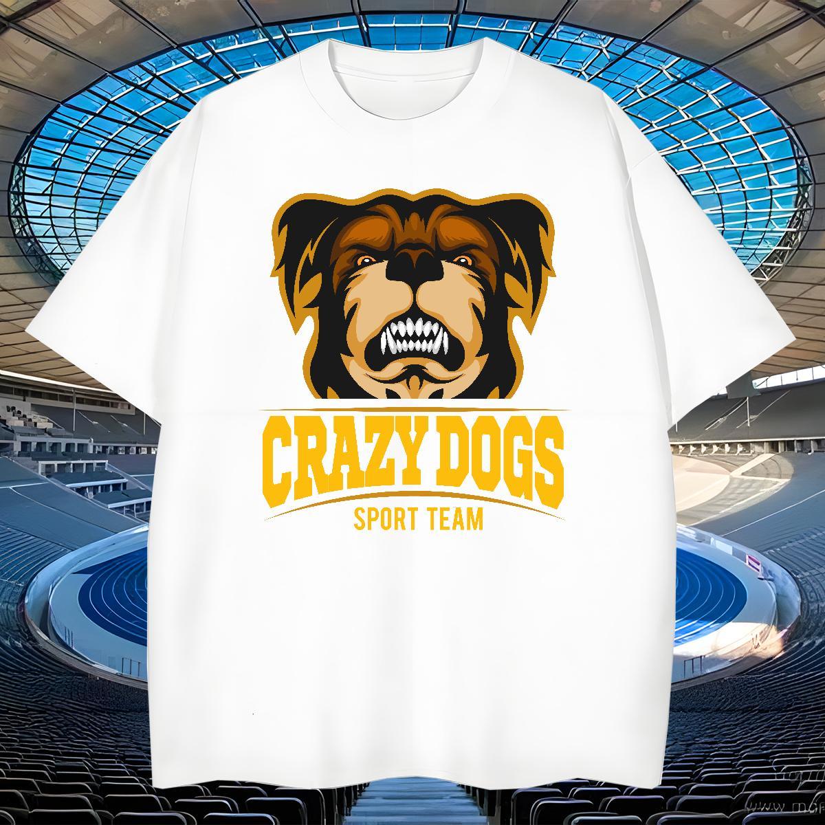 Loose Men T Shirts crazy dog Breathable Soft Spring Summer DIY Printed 230g 100% Cotton Couples T Shirts Free Shipping Top Tees