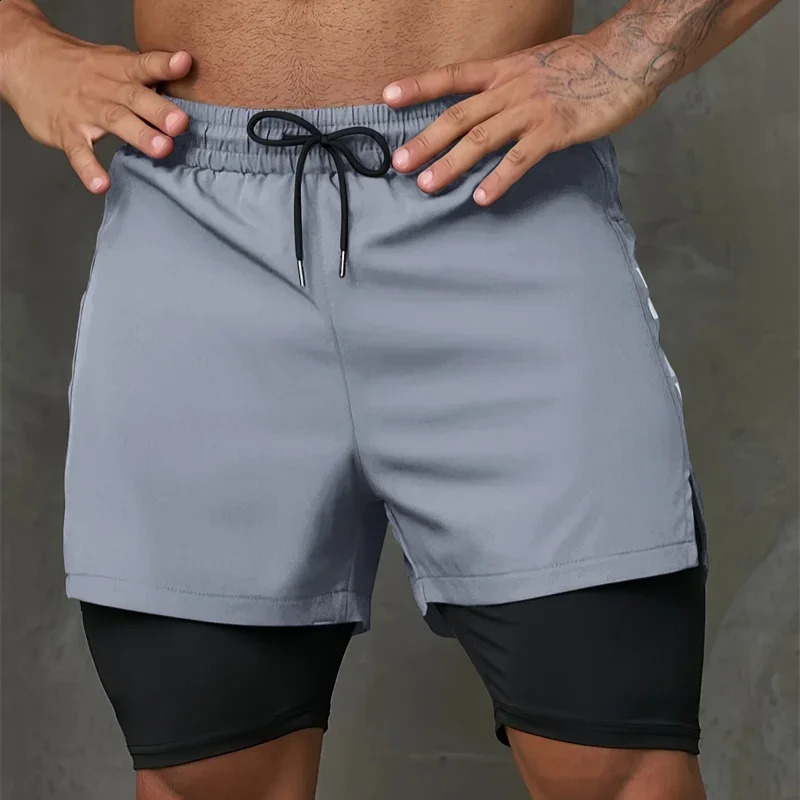 Mens Running Shorts Gym Exercise 2in1 Quick Drying Training Fitness Slow Summer Outdoor Sports 240819