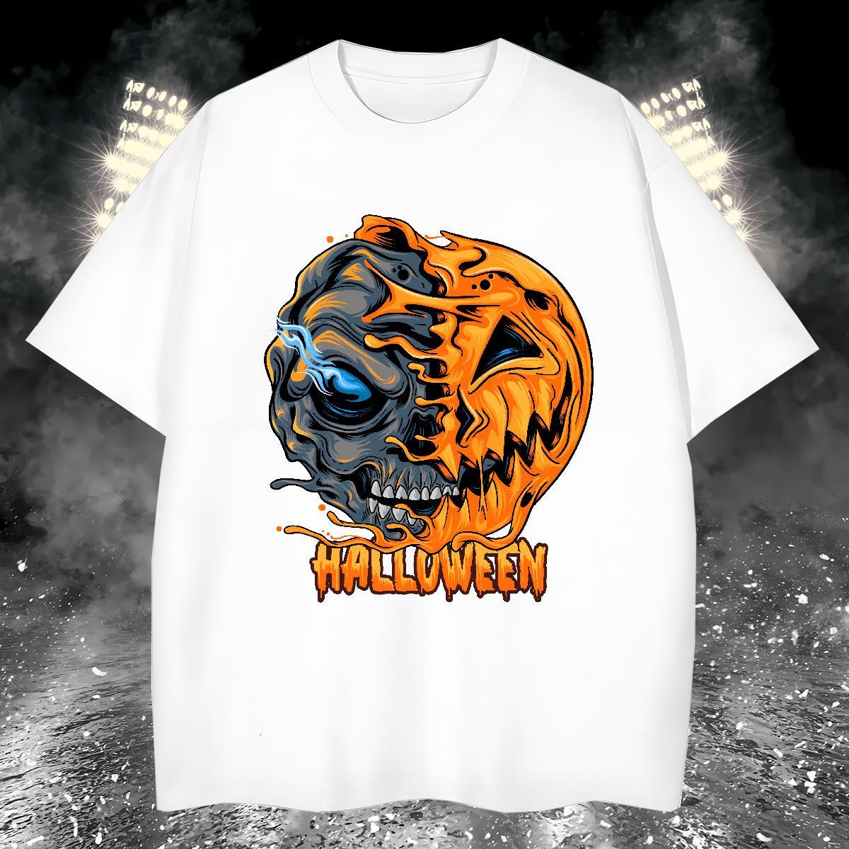 Cool Design Man T Shirts pumpkin O Neck Short Sleeves Street Custom Printing 100% Cotton 230g Men Tshirts Fashion Designer Clothes