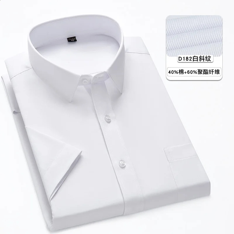 Summer Fashion Oversized Mens Shirt Short Sleeve Male Casual Social Shirts Solid Color Business Formal Daily Shirts White Black 240820