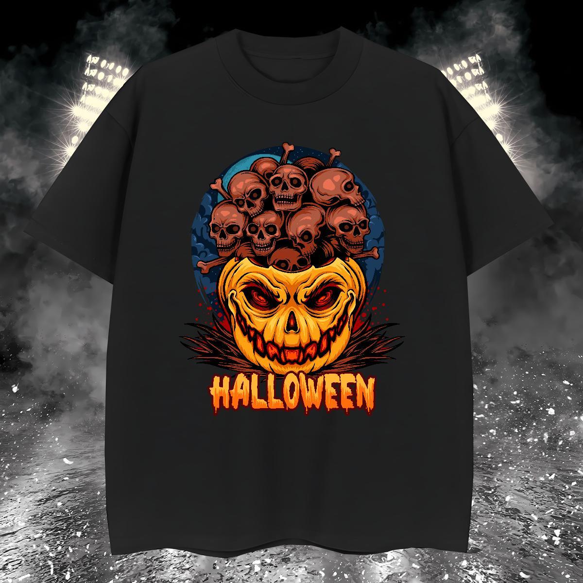 Popular Mens T Shirts pumpkin Crew Neck Breathable Casual Skull 230g Cotton Men Tshirts Designer Wear