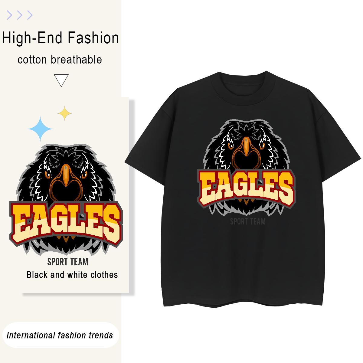 New Designer Mens Tshirts eagle Casual Beach 230g 100% Cotton Polos Breathable Short Sleeve Loose Fit T-Shirts for Men Anime Print