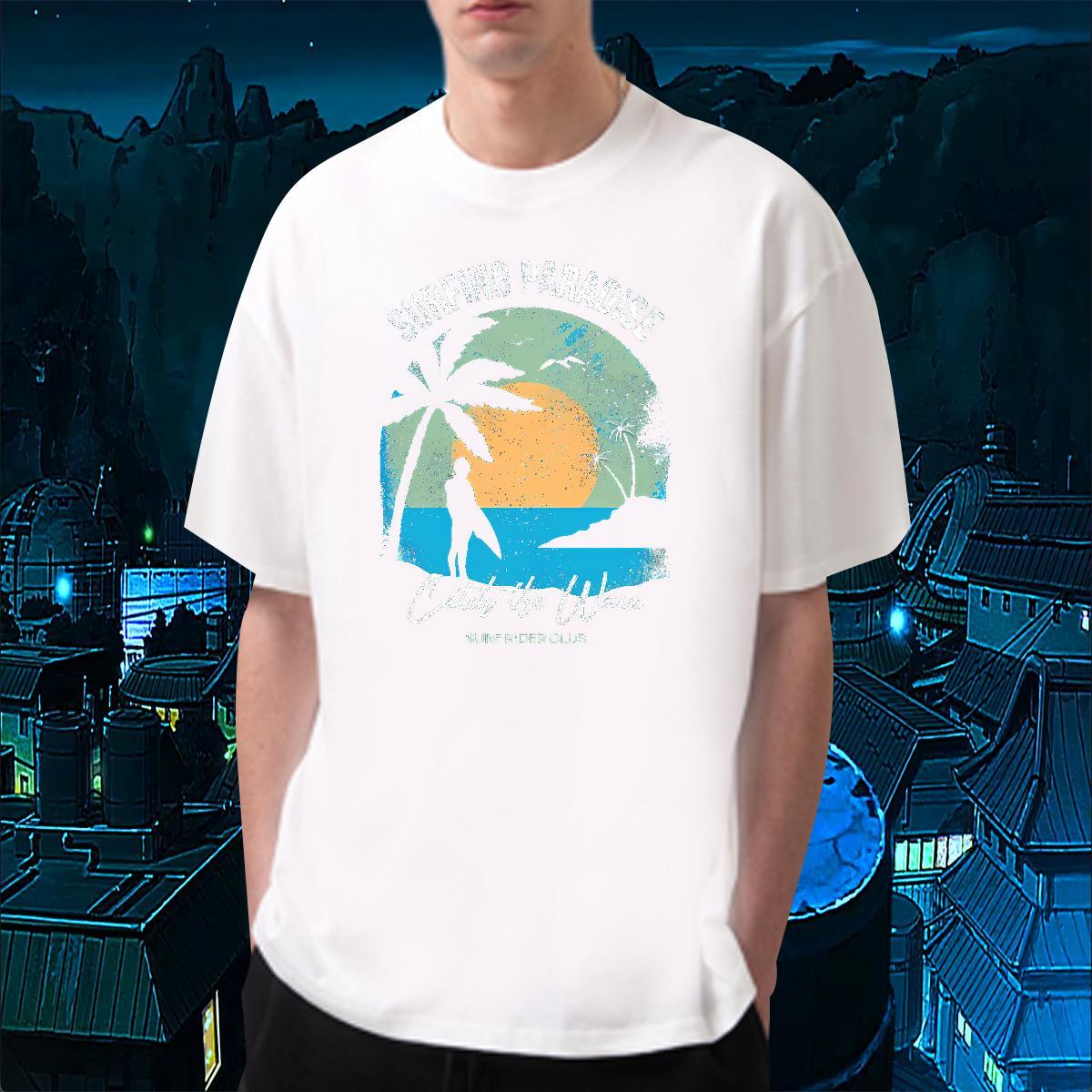 Loose tree 230g Cotton Couples T Shirts Street Wear O-Neck Short Sleeve T-Shirts Fashion Designer Custom Anime Tee Shirt
