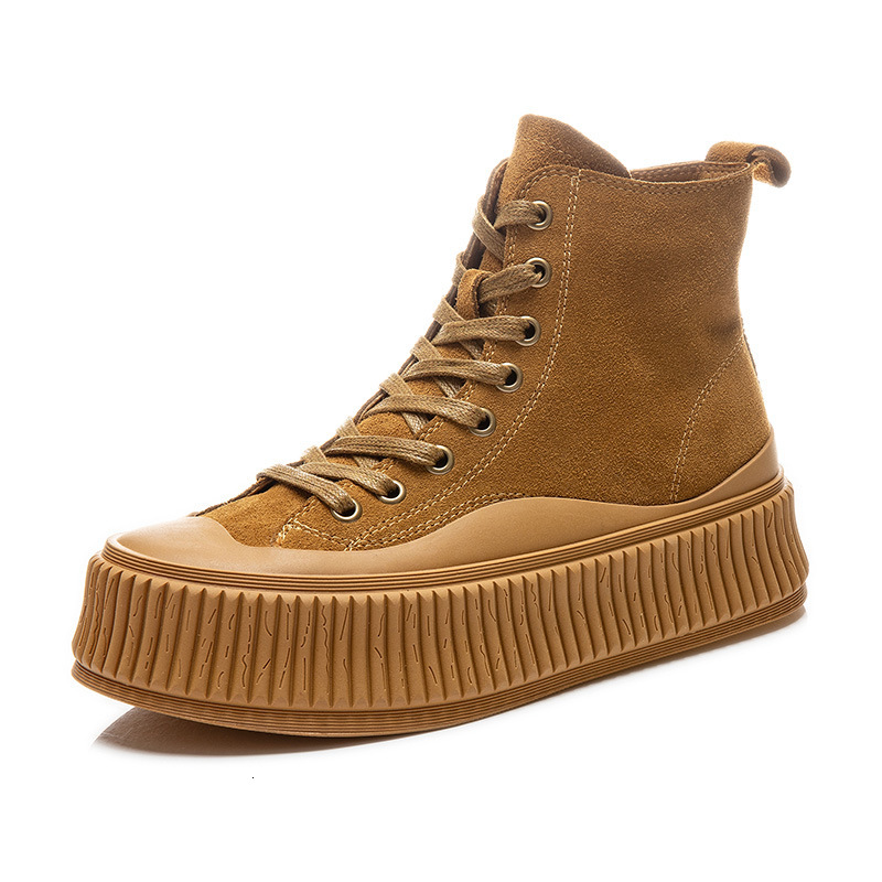 Ddmysports Igh Top White Autumn New Biscuit Shoes Thick Sole Single For Women In Casual Leather OUTDOOR