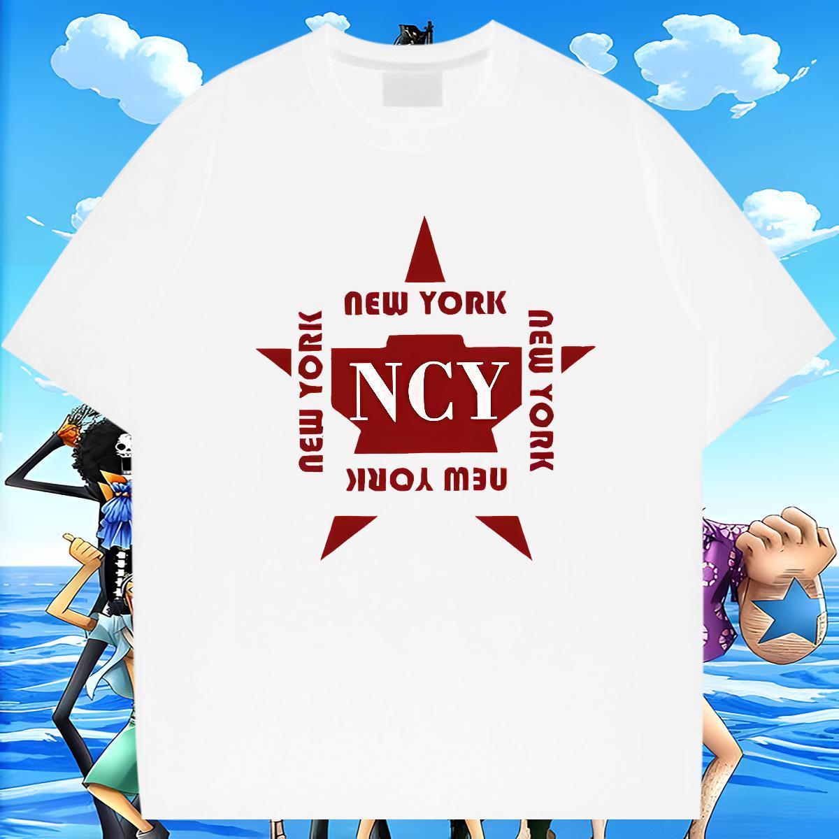 Wholesale Tshirts Anime Printing Street 230g Cotton Custom Print Oversized Crew Neck Breathable New York Men T Shirts DIY Customized Tees