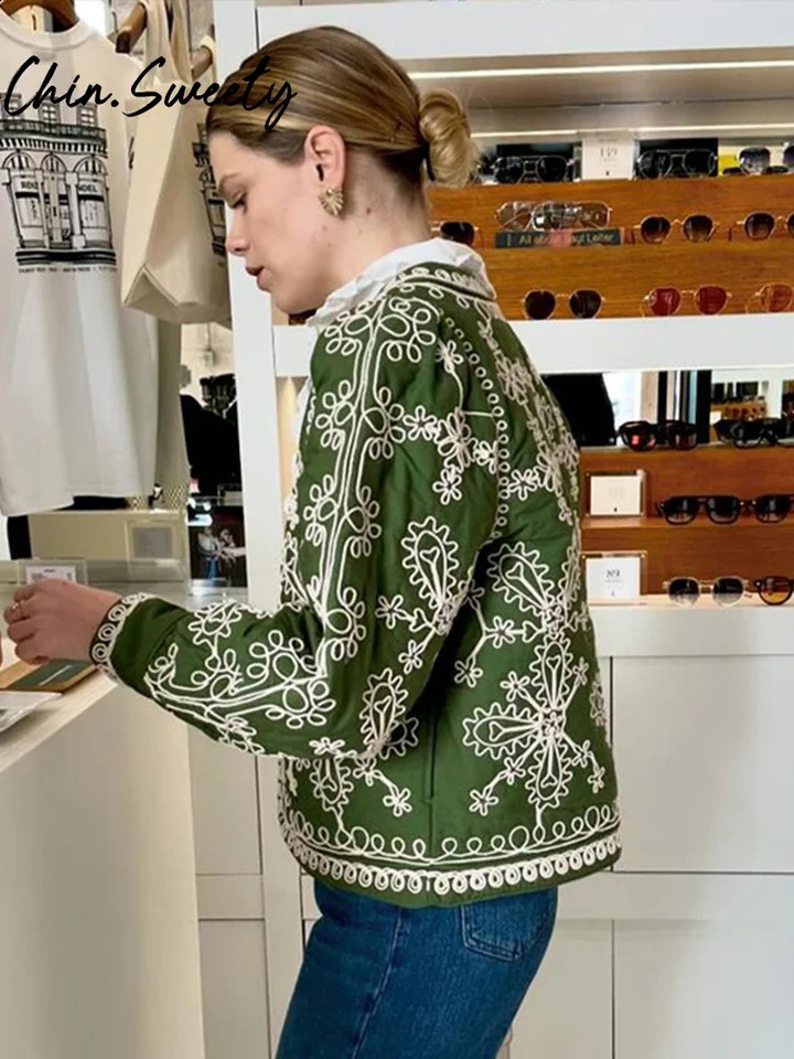 Autumn Floral Printed Short Coats Casual O-neck Long Lantern Sleeve Cardigan Women Jackets Lady High Street Outwears 240819