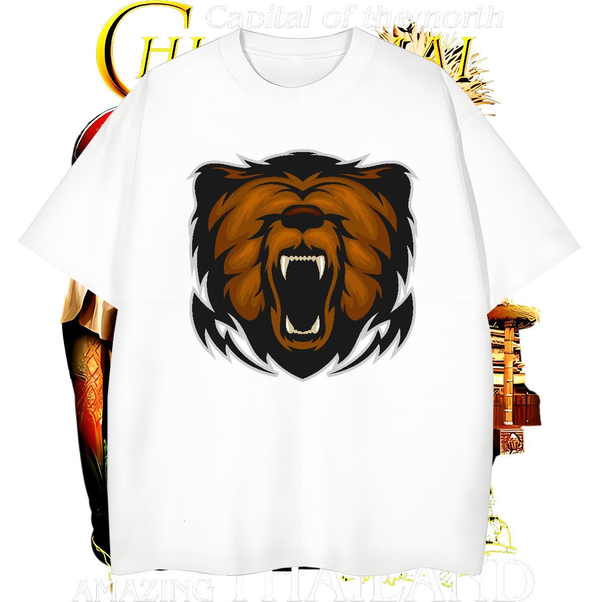 Cool Design T-Shirts lion Breathable Soft Summer Casual DIY Anime 230g Pure Cotton Men Clothes T-Shirt Fashion Casual Tops
