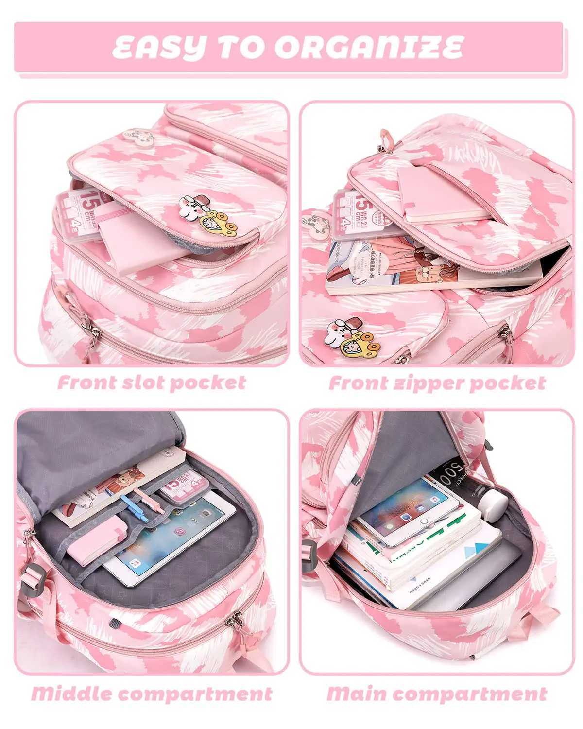 NEW School Trolley Backpack Lightweight Wheeled Backpacks for Girls Kids Elementary School Backpack on Casters 16 Inch Y240820