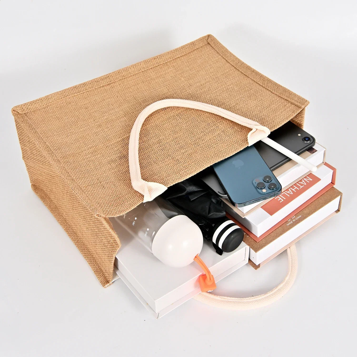 Customized name Burlap handbag personalized bridesmaid single bride party girl travel gift canvas Jute shopping bag 240820