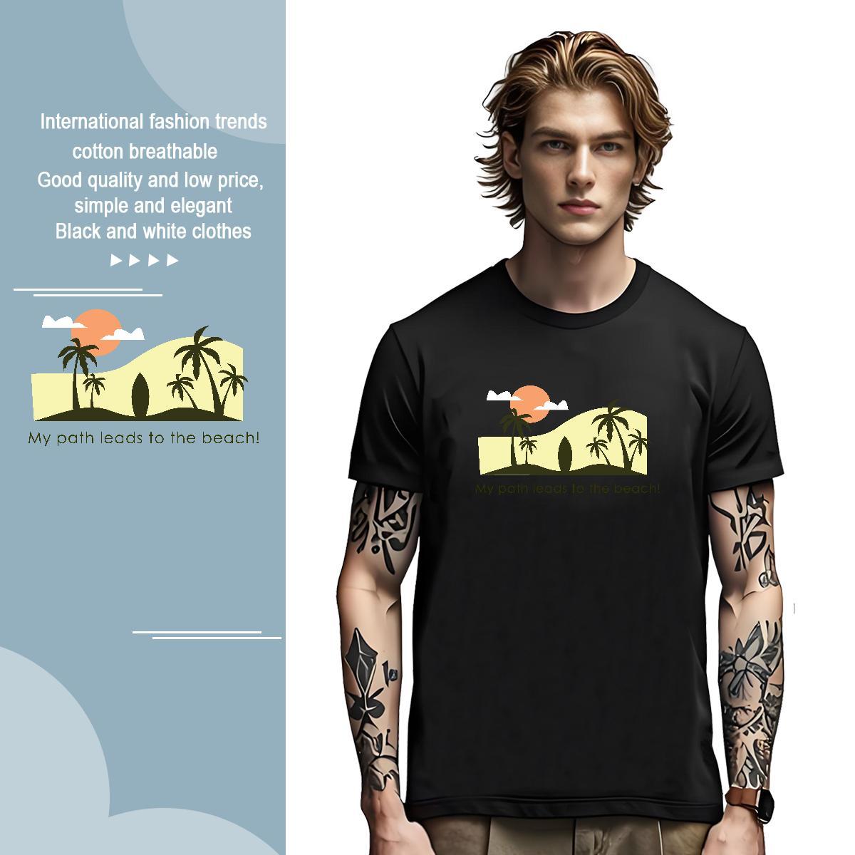 Cool Design wave 230g Cotton Men Tees High Street Hip Hop Breathable Short Sleeve T Shirt For Man Classic DIY Logo Oversized Clothes