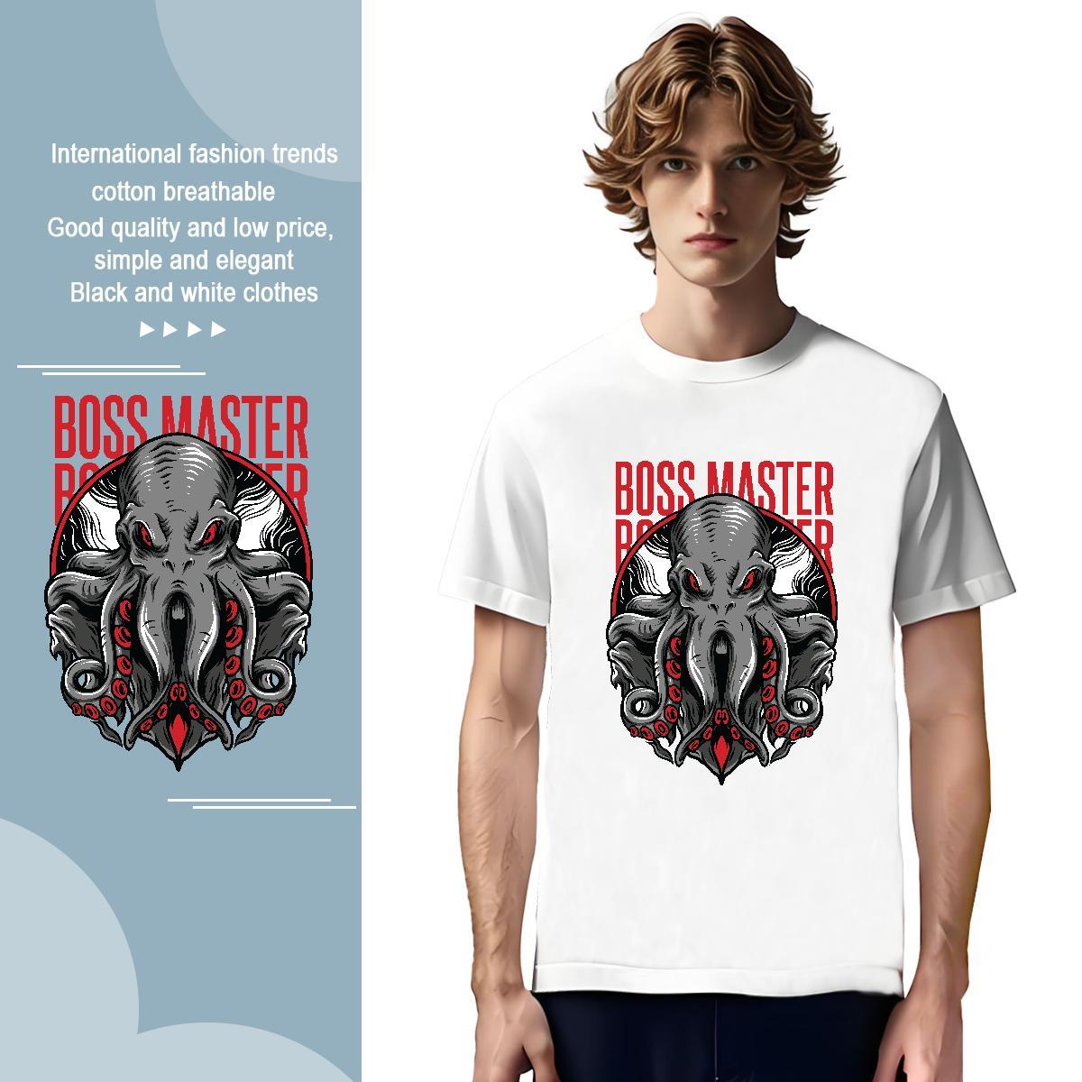 Designer Terror octopus 100% Cotton 230g Mens Tshirts Casual Pure Cotton T Shirt For Man Fashion Casual Oversized 3XL 4XL Tops Shirt
