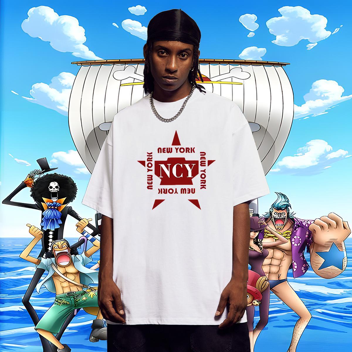 Wholesale Tshirts Anime Printing Street 230g Cotton Custom Print Oversized Crew Neck Breathable New York Men T Shirts DIY Customized Tees