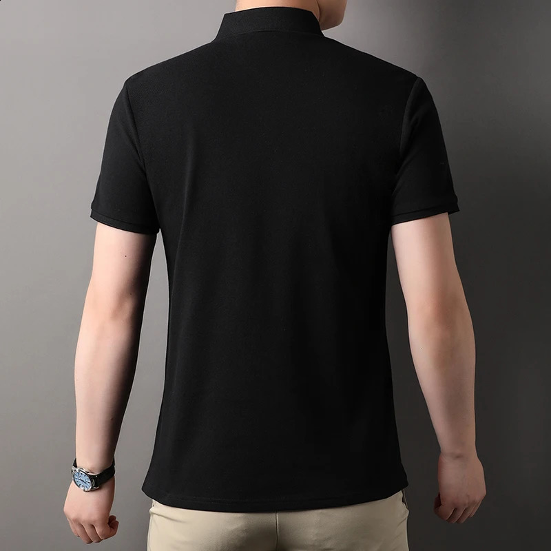 100% Cotton Men Short Sleeve Polo Shirt Tops for Summer Solid Smart Casual Male Fashion Clothing 00791 240819