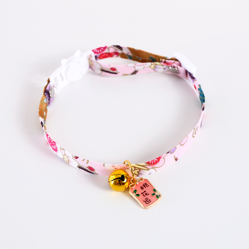 New Chinese Style Pet Embroidery Adjustable Bell Cat Dog and Wind Charm Collar Accessory Choker 17-33cm