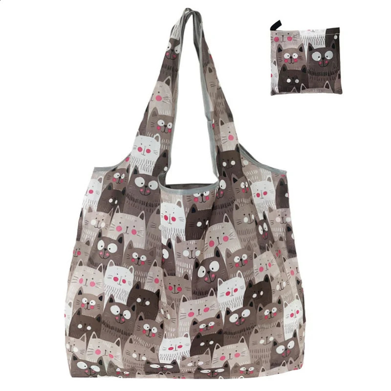 Nylon Large Reusable Storage Foldable Eco Shopping Bag Kawaii Tote Cartoon Waterproof Shopkeeper Supermarket Handbags Cute y240925