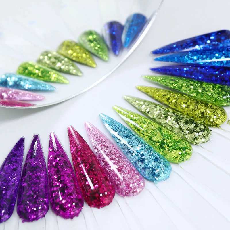 50G Pink Green Glitter for Nails Powder Sequins Mixed Bulk Decoration Shiny Iridescent Fine Pigment Manicure Accessories DesignXJ240815
