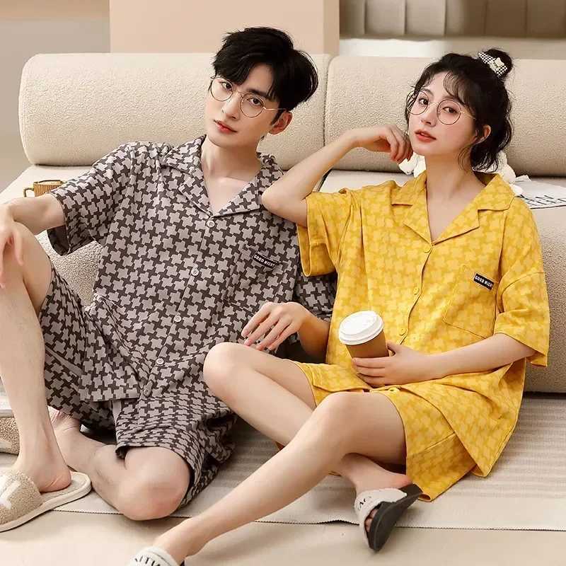 Nighttime New Knitted Pajamas Summer Set Womens Couples Pajamas Home Cotton Cardinals Sweaters Mens Casual PajamasW240719