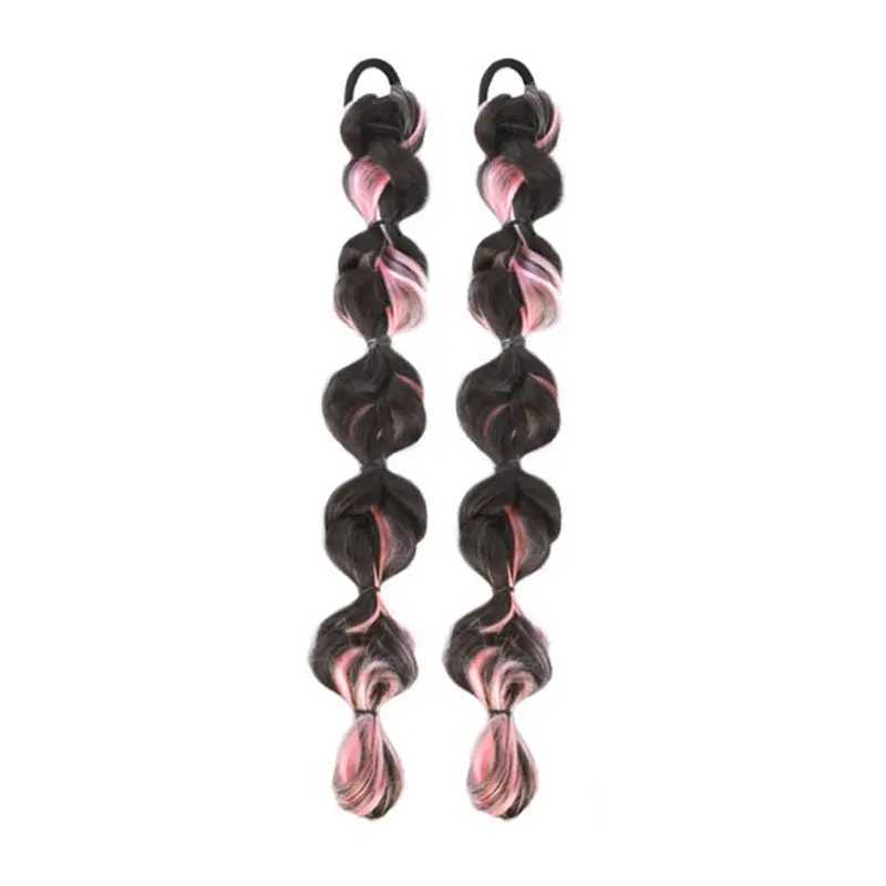Bubble woven ponytail hair extension synthetic braided wig with elastic hair and hair suitable for girls W240817