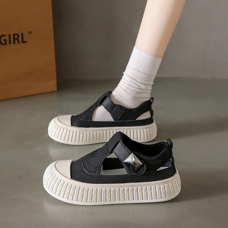 Ddmysports Summer New Ins Korean Edition Ollow White Shoes Women Thick Bottom Versatile Casual Sandals For Students RD OUTDOOR