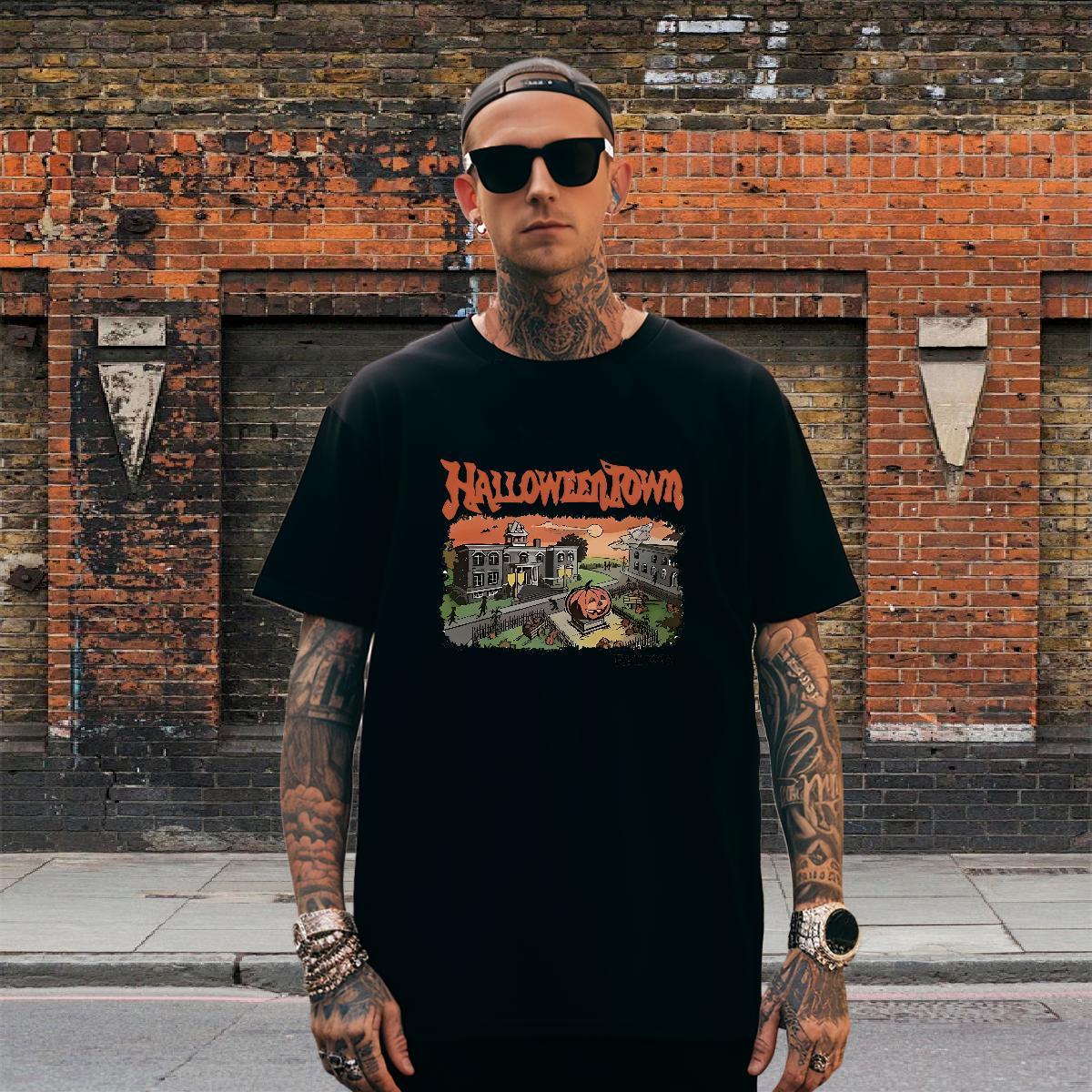 TOP Quality T shirt halloween Breathable Short Sleeve Home Outdoor Plus Size Cartoon 230g Pure Cotton Mens Tshirts New Tee Shirt