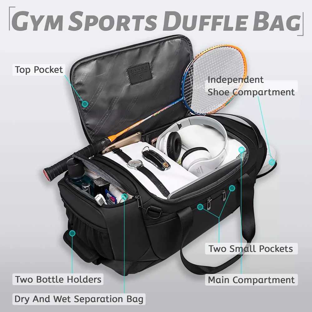 BANGE Sports Bags Men Gym Bags For Fitness Training Outdoor WaterProof Sport Bag Dry Wet Separation Bags Sac De Travel Bag CL240820