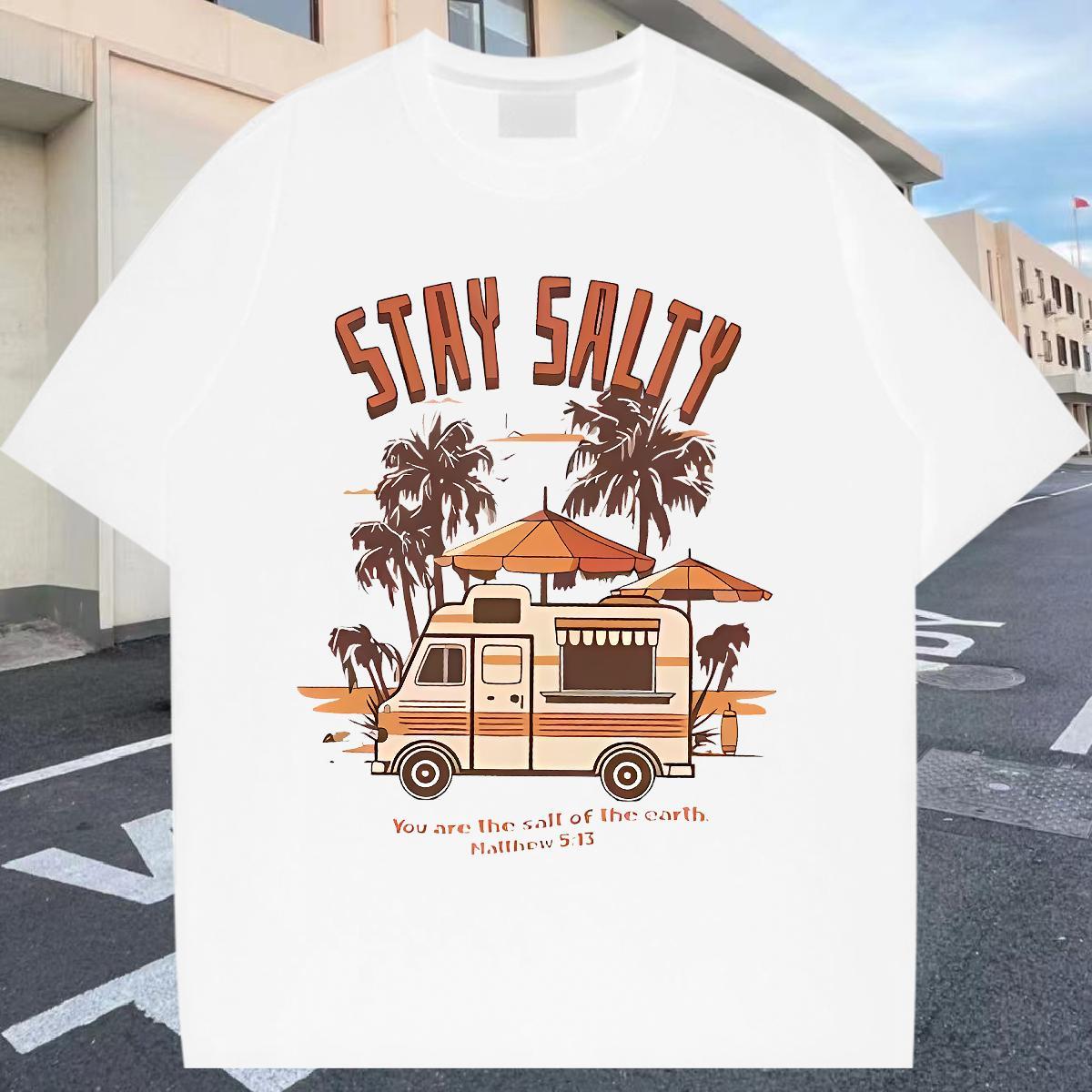 New Womens Tshirts Sport Crew Neck Breathable Tops Tees Unisex 100% Cotton 230g beach Skull T Shirts Women