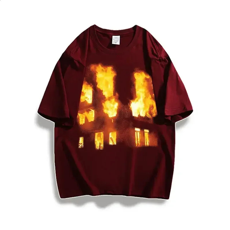 Fashion Cool Extra Large T-shirt Claret Look Thin Creativity Ins Minority Short Sleeve Explosion Loose Summer Couple Clothes 240819