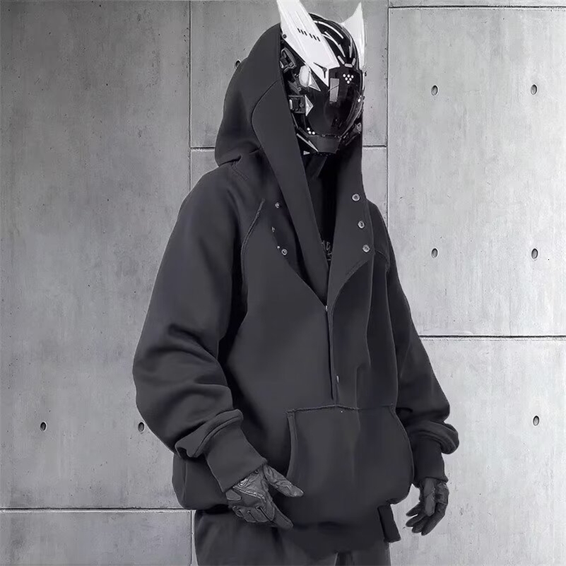 Spring Autumn Ninja Streetwear Turtleneck Hoodies For Men Y2K Oversized Sweatshirt Hoodies High Street Pullover Sweatshirt 240819