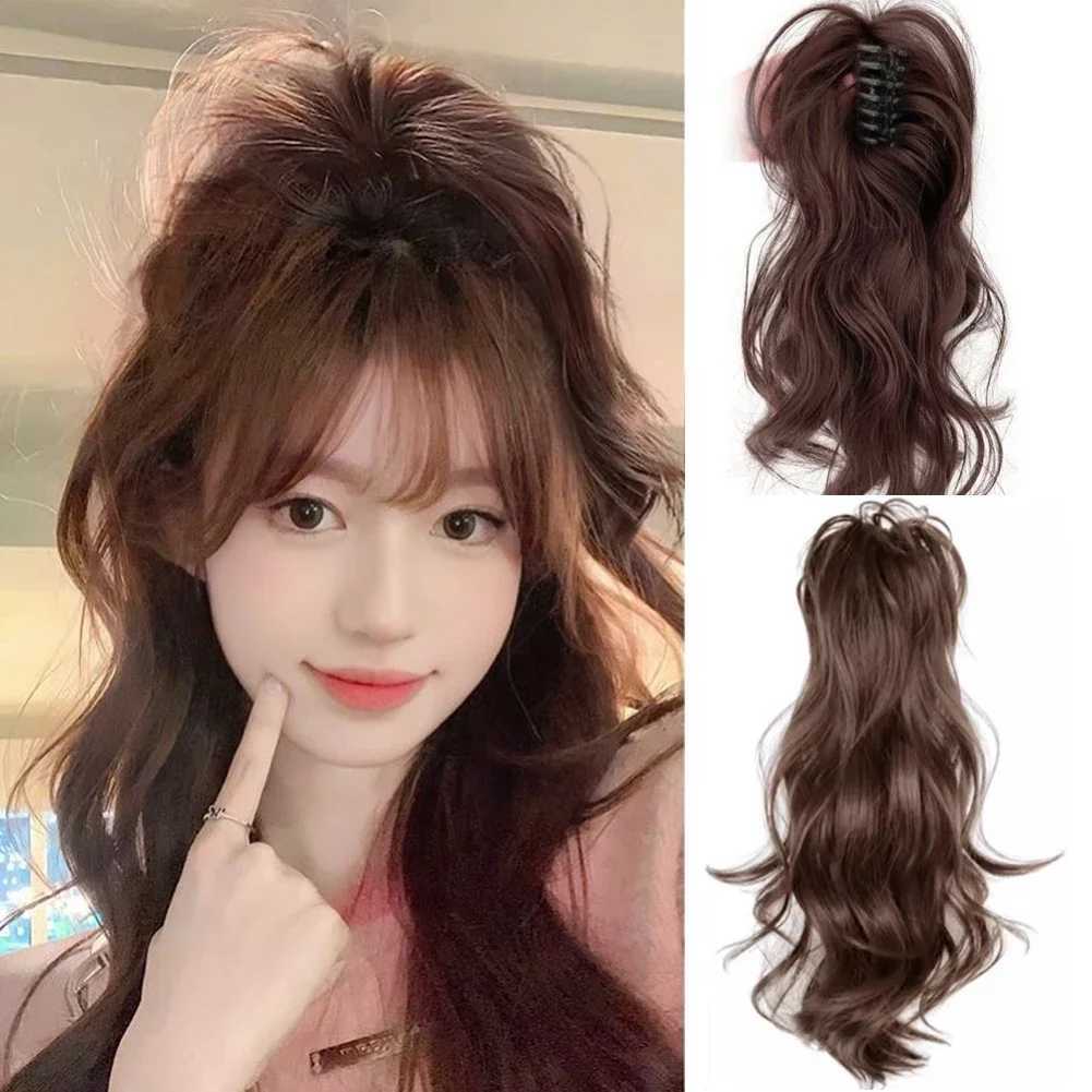 Ponytail wig female simulation hair clip waterfall half tied hair high ponytail wig fluffy wig W240817