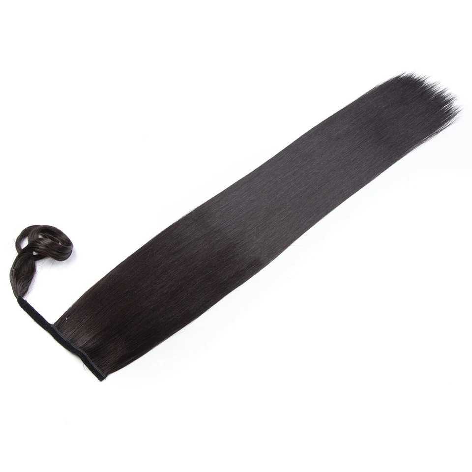 Fashion IDOL straight ponytail hair synthetic wrap wrapped around fake hair extensions natural hair fibers black ponytail W240817