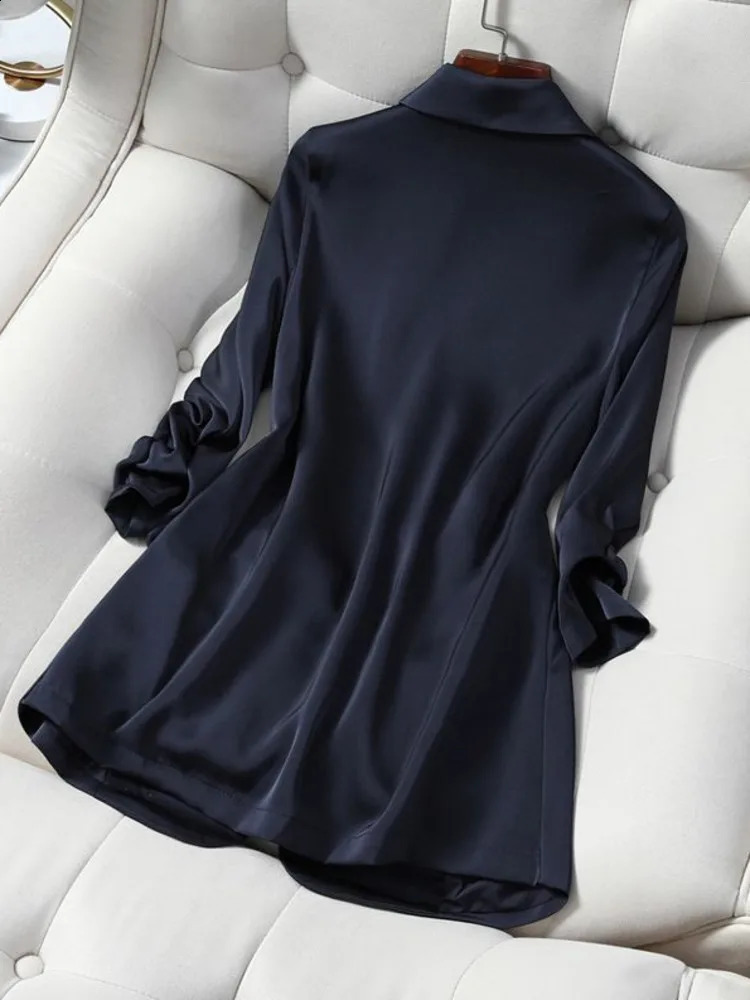Fashionable womens casual clothing long sleeved lapel solid color single chest office temperature fashionable jacket top 240819