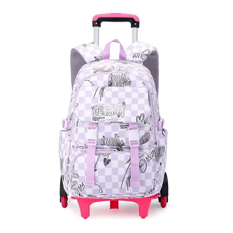 Childrens Backpack School Girl Wheel School Trolley Bag Wheels Kids Travel Luggage Trolley Bags School Backpack with Wheels Y240820