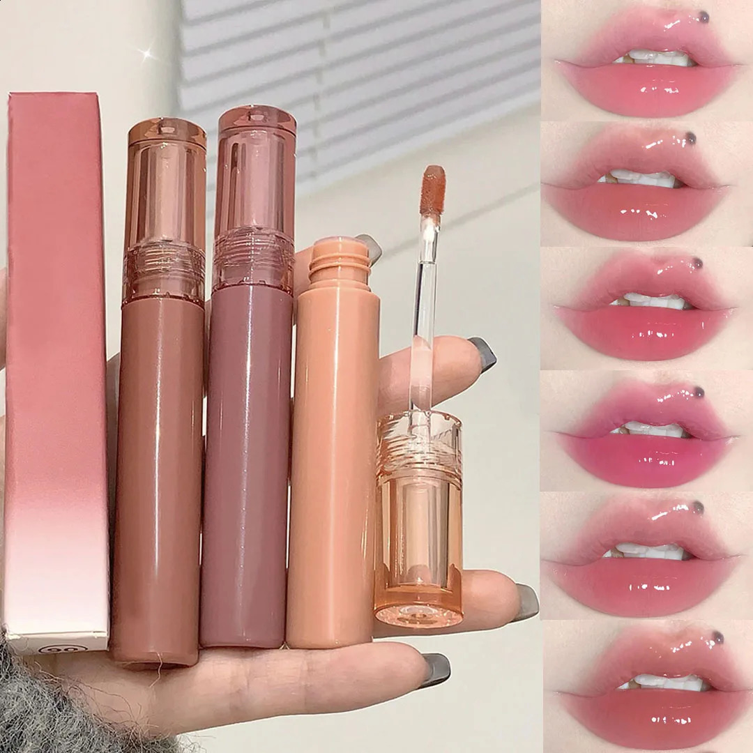 Waterproof Mirror Jelly Lip Glaze 6 Colors Water-light Lip Gloss Long Lasting Moisturising Glossy Red Tint Lips Makeup Cosmetics 240819