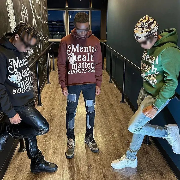 Retro Mental Health Matters Print Hoodies Women Men Streetwear High Street Harajuku Oversized Sweatshirt Goth Y2k Hoodie 240819