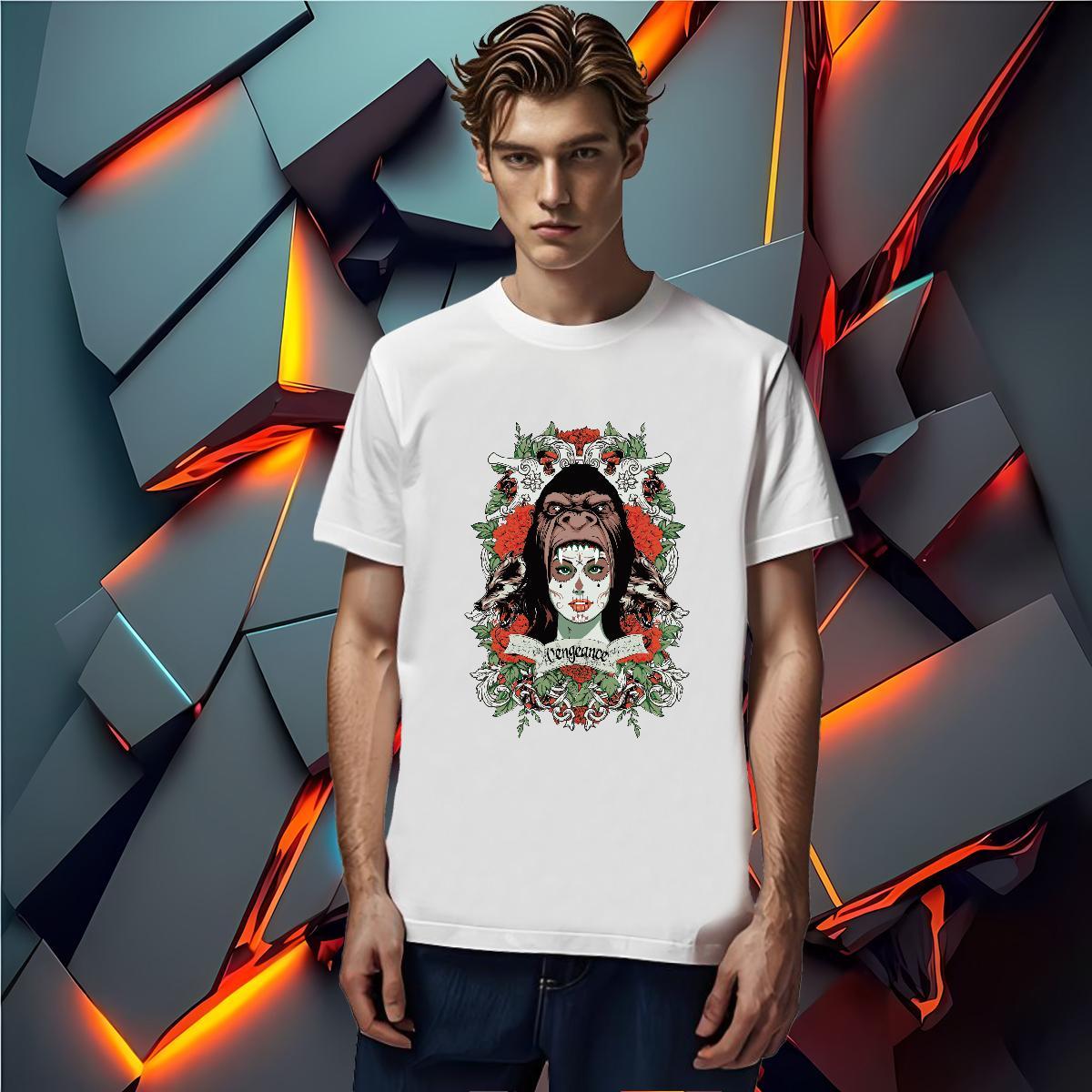T Shirts Men 230g Cotton orangutan Beach Crew Neck Custom Print Oversized Tshirt for Man Woman New Cool Wear